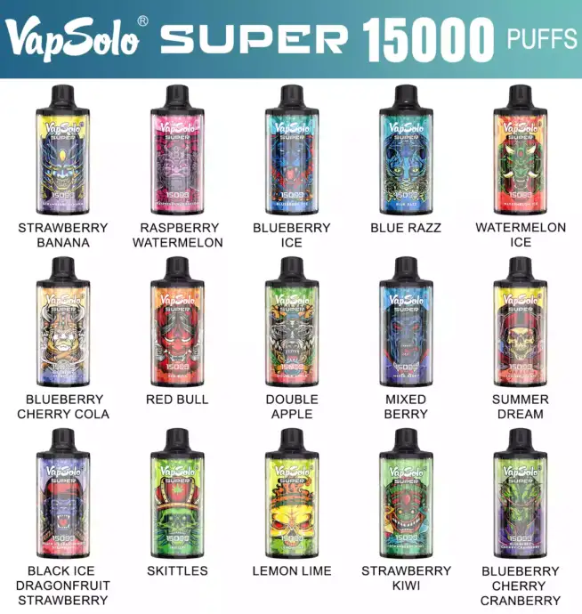 VAPSOLO Super 15000 Puffs big puff disposable vape pen juice vapes