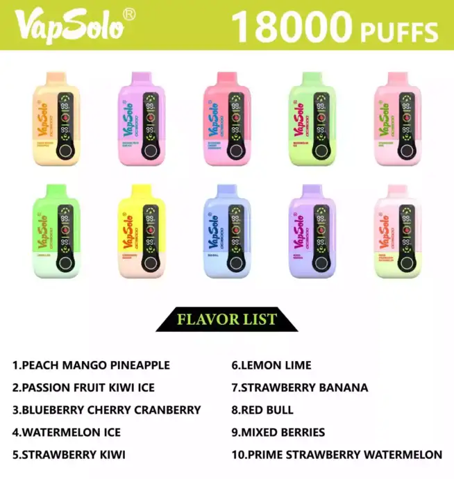 Vapsolo DG 18000 Puffs Big Puff Disposable Vape Pen Juice Vapes