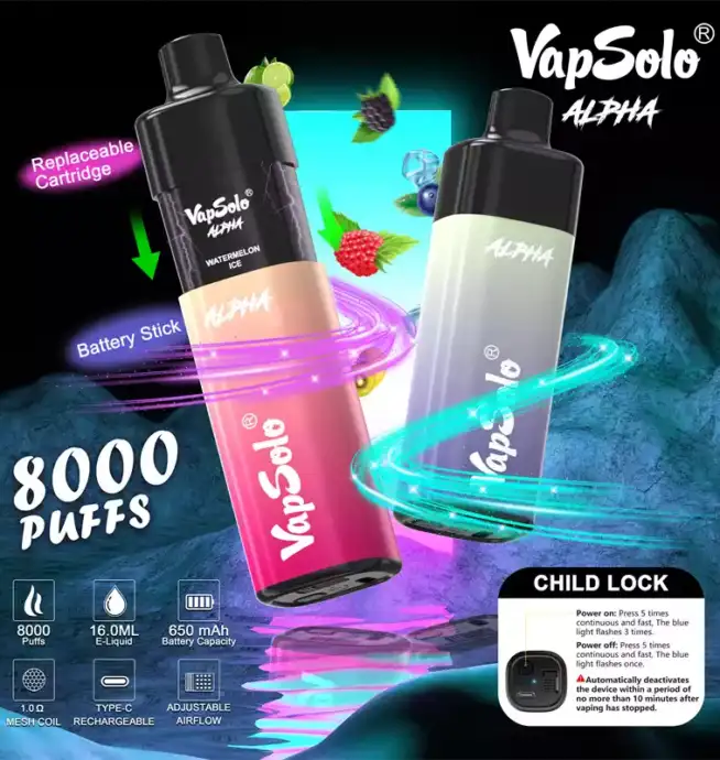 vapsolo Alpha 8000 Puffs Big Puff Disposable Vape Pen Juice Vapes