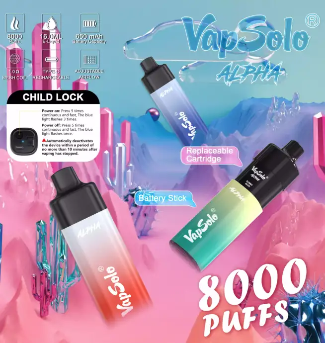 vapsolo Alpha 8000 Puffs Big Puff Disposable Vape Pen Juice Vapes