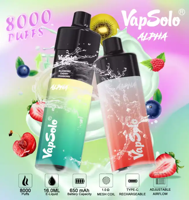 vapsolo Alpha 8000 Puffs Big Puff Disposable Vape Pen Juice Vapes